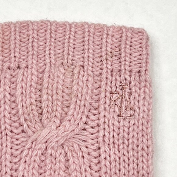 Y2K Vintage Lauren Ralph Lauren Lambswool Angora Cable Knit Gloves Pink NWOT - Picture 4 of 8